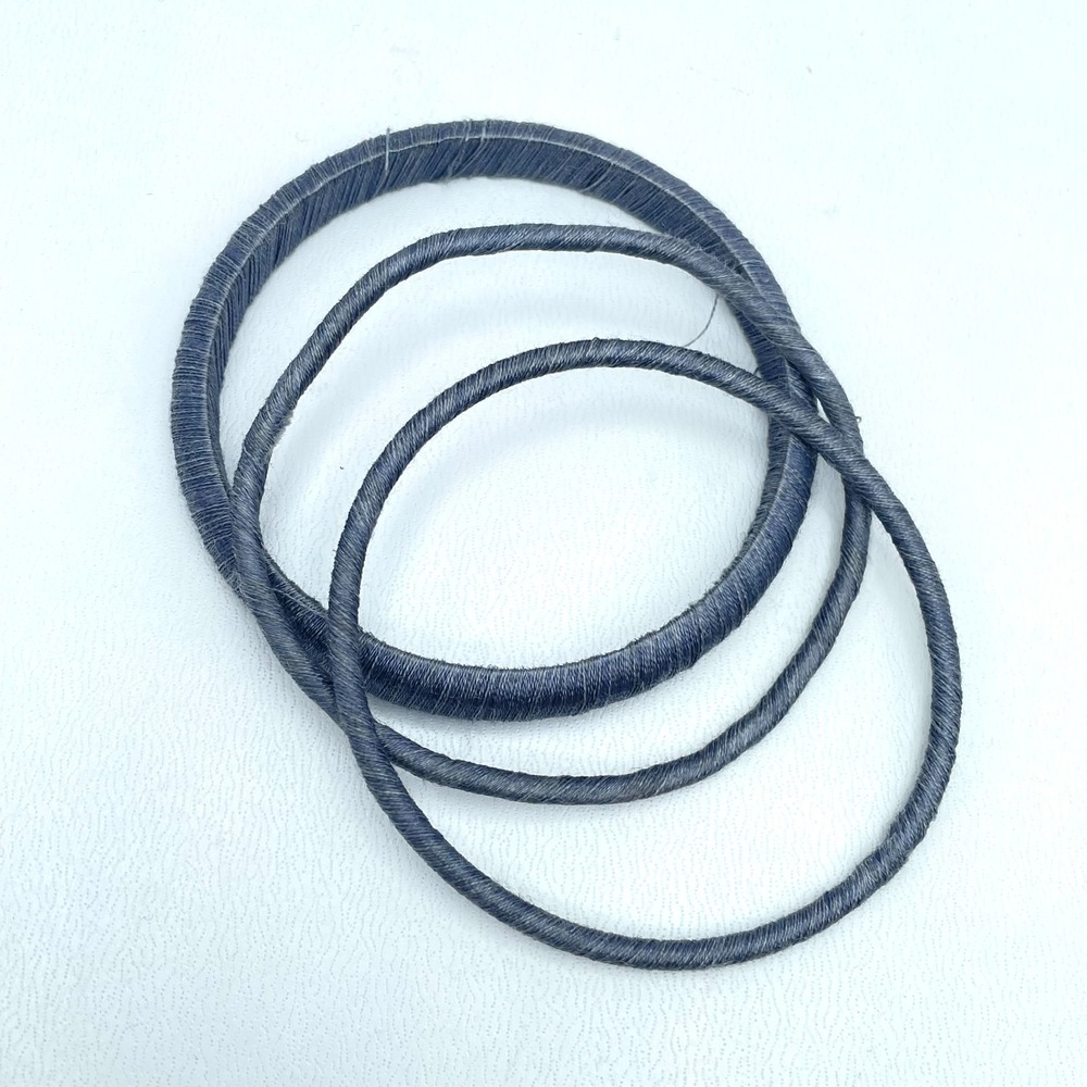 Lot of 3 Ethnic Bohemian Classic Silk Woven Thread Hand-Wrapped Slide Bangles